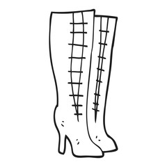 black and white cartoon high boots