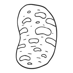 black and white cartoon potato