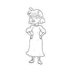 black and white cartoon alien woman