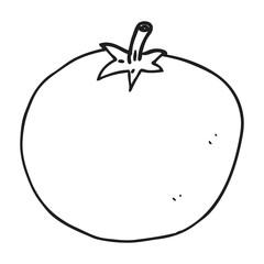 black and white cartoon tomato