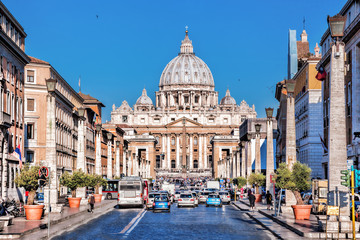 Naklejka premium Bazylika Świętego Piotra w Watykanie, Rzym, Włochy