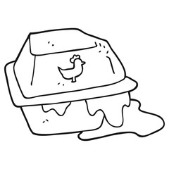 black and white cartoon greasy takeout