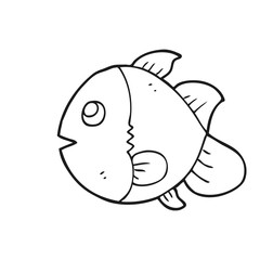 black and white cartoon fish