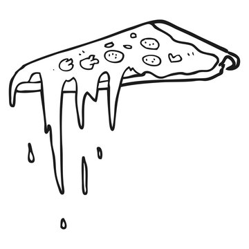 black and white cartoon pizza