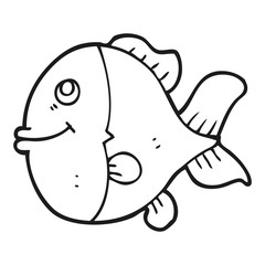 black and white cartoon fish