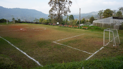 Fototapeta na wymiar Soccer fild countryside on mountain