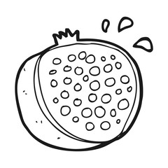 black and white cartoon pomegranate