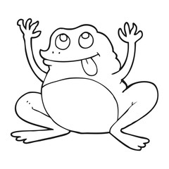 funny black and white cartoon frog