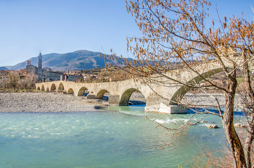 Bobbio - Val Trebbia river - Bridge - Piacenza - Emilia Romagna - obrazy, fototapety, plakaty