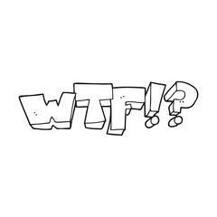 black and white cartoon WTF symbol