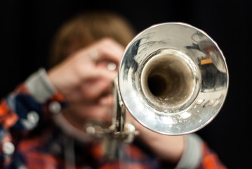 Various instruments and details from a music band of windband