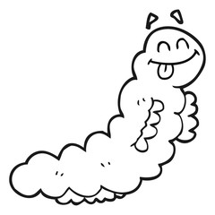 black and white cartoon caterpillar