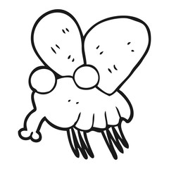 black and white cartoon fly