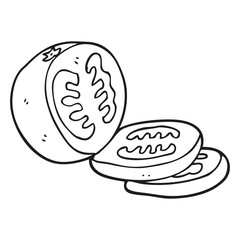 black and white cartoon sliced tomato