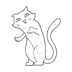black and white cartoon cat