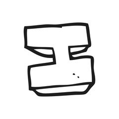 black and white cartoon letter I
