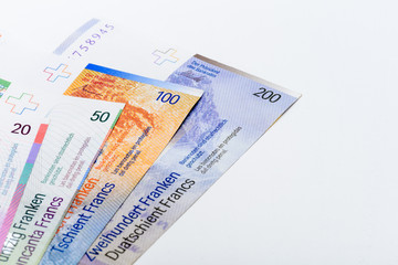 Suisse Francs Bills Close Up