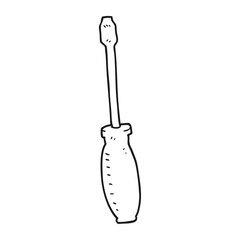 black and white cartoon screwdriver