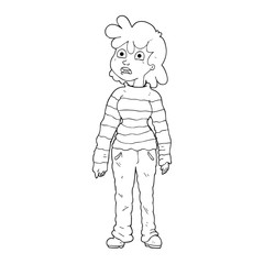 black and white cartoon teenager