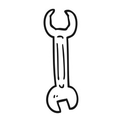black and white cartoon spanner