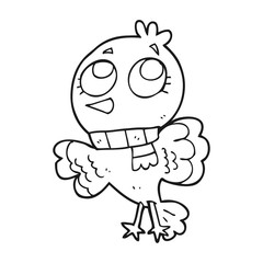 cute black and white cartoon bird