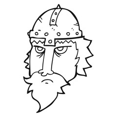 black and white cartoon viking warrior
