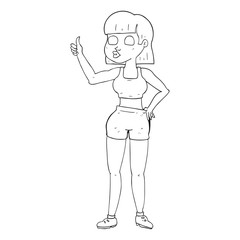 black and white cartoon gym woman