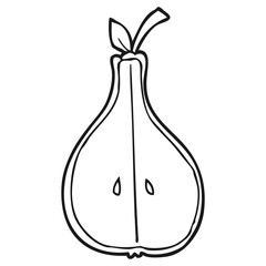 black and white cartoon half pear