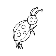 black and white cartoon ladybug