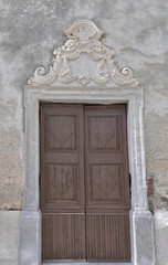 Fototapeta na wymiar Ancient church door in Piran, Slovenia