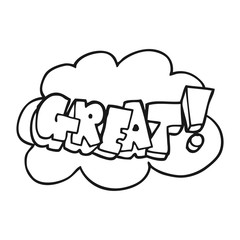 black and white cartoon great shout