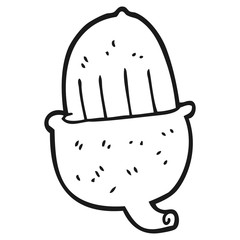 black and white cartoon acorn