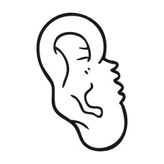 black and white cartoon human ear
