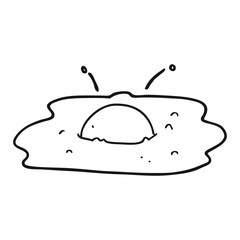 black and white cartoon fried egg