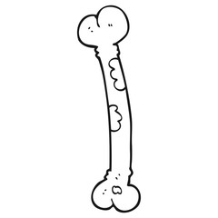 black and white cartoon bone