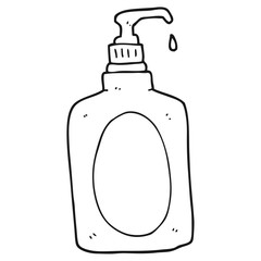 black and white cartoon hand soap
