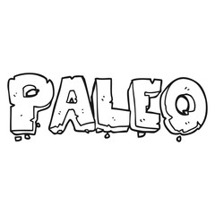 paleo black and white cartoon sign