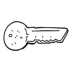 black and white cartoon door key