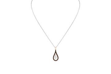 Unique Teardrop Two-Toned Pendant in Rose & White Gold with Chocolate & White Diamonds