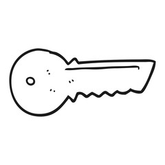 black and white cartoon door key