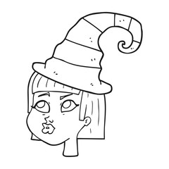 black and white cartoon witch