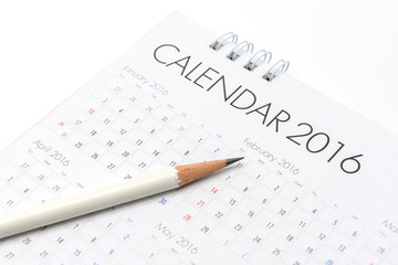 White paper desk spiral calendar 2016