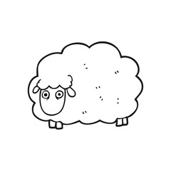 black and white cartoon farting sheep