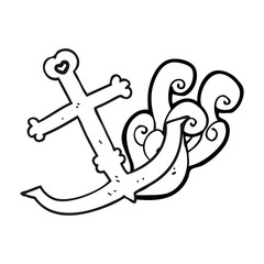 black and white cartoon anchor