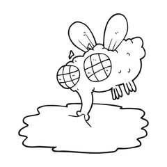 black and white cartoon gross fly