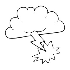 black and white cartoon storm cloud