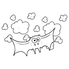 black and white cartoon vampire bat