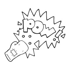 black and white cartoon boxing glove punch