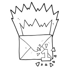 black and white cartoon email message