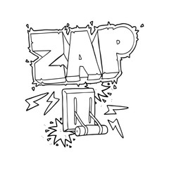 black and white cartoon electrical switch zapping